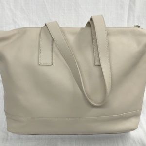 Furla Beige~Cream Leather Tote/Shoulder Bag
